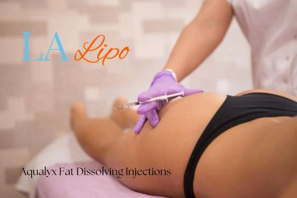 Woman having fat dissolving injections Shropshire on thighs