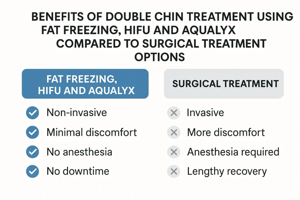 Graphic about the benefits of double chin treatment Shropshire - from LA LIPO