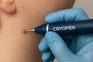 Person receiving skin tag removal Shropshire